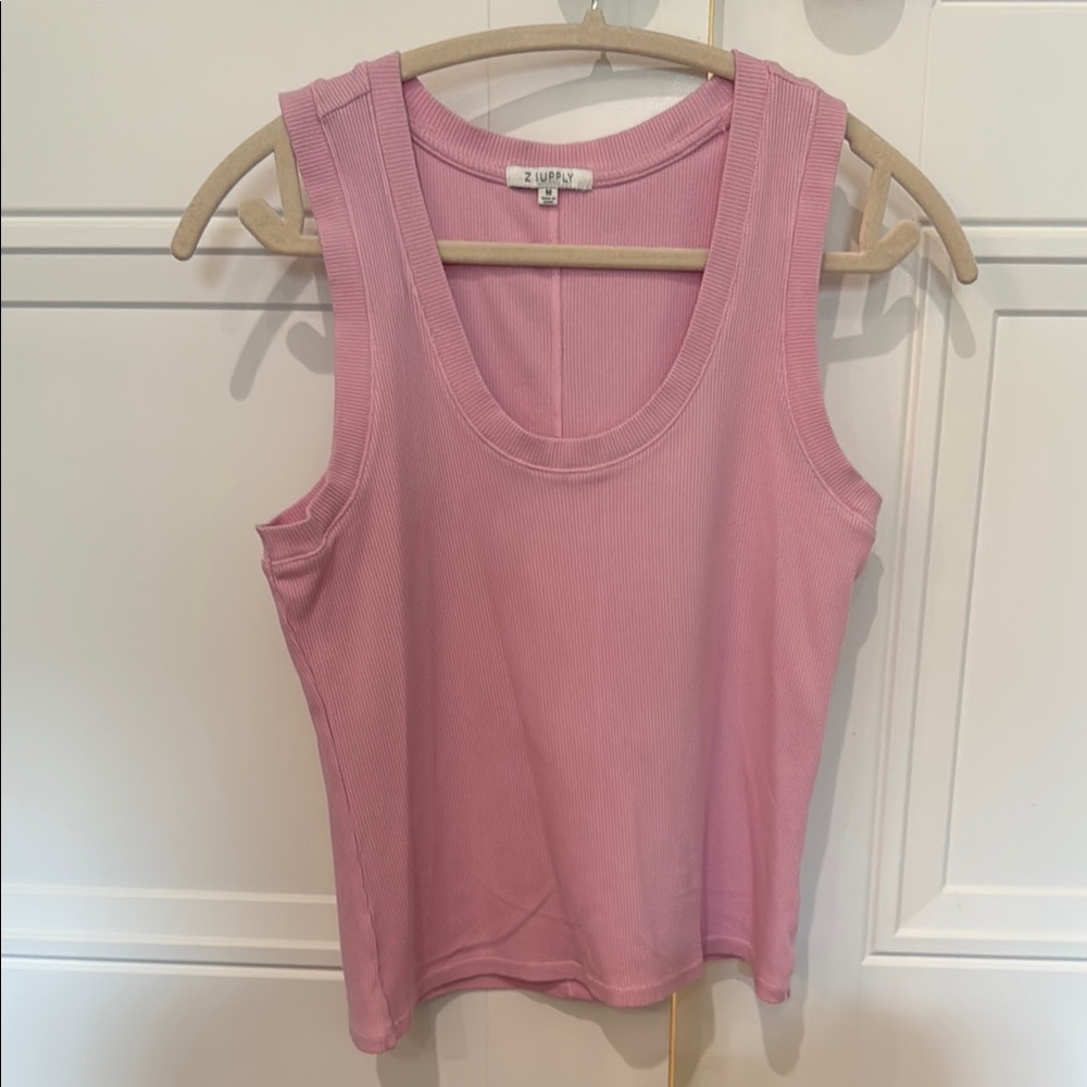 Pink Ribbed Tank Top